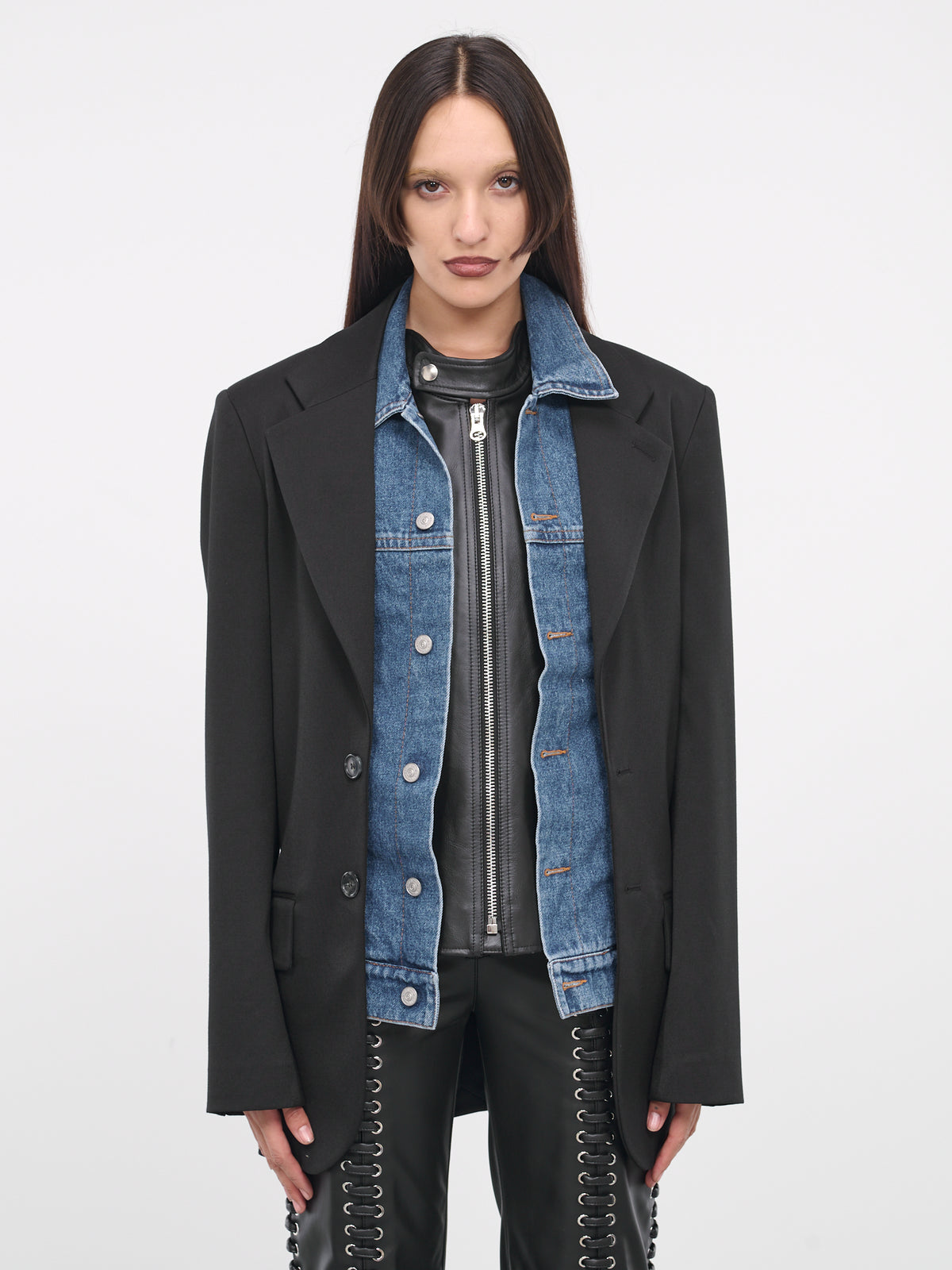 Hybrid Layered Blazer (S62BN0095-S47848-BLACK-BLUE)