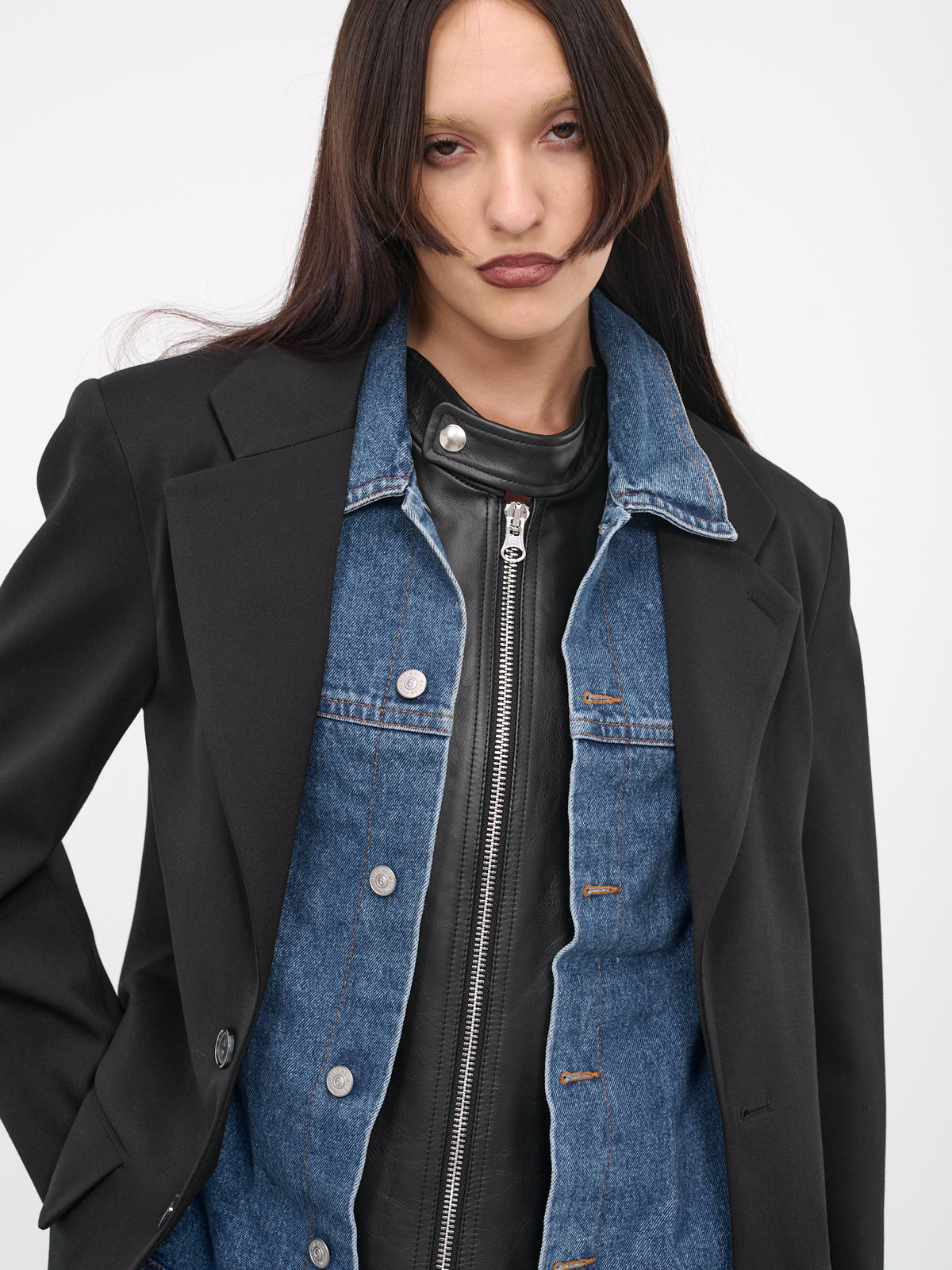 Hybrid Layered Blazer (S62BN0095-S47848-BLACK-BLUE)