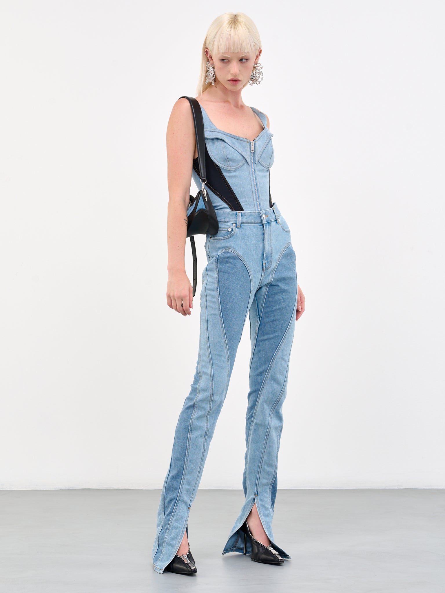 MUGLER Corset Denim Bodysuit | H.Lorenzo - styled