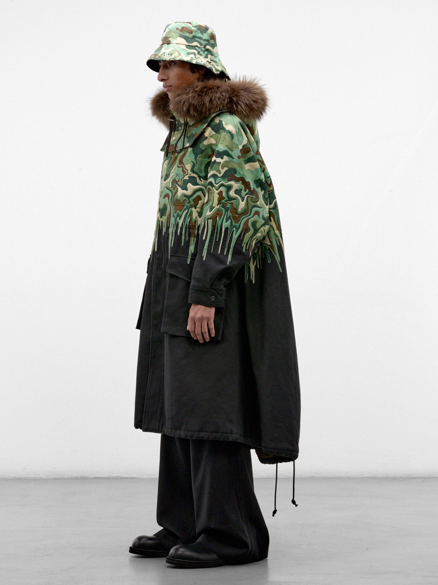 Green Surreal Camo Military Parka (S70CBN0226-GREEN)