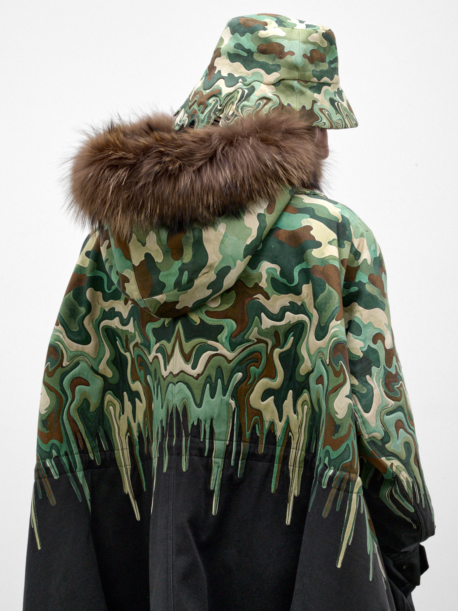 Green Surreal Camo Military Parka (S70CBN0226-GREEN)