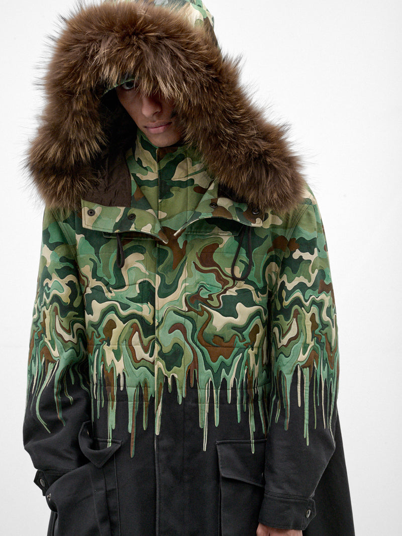 Green Surreal Camo Military Parka (S70CBN0226-GREEN)