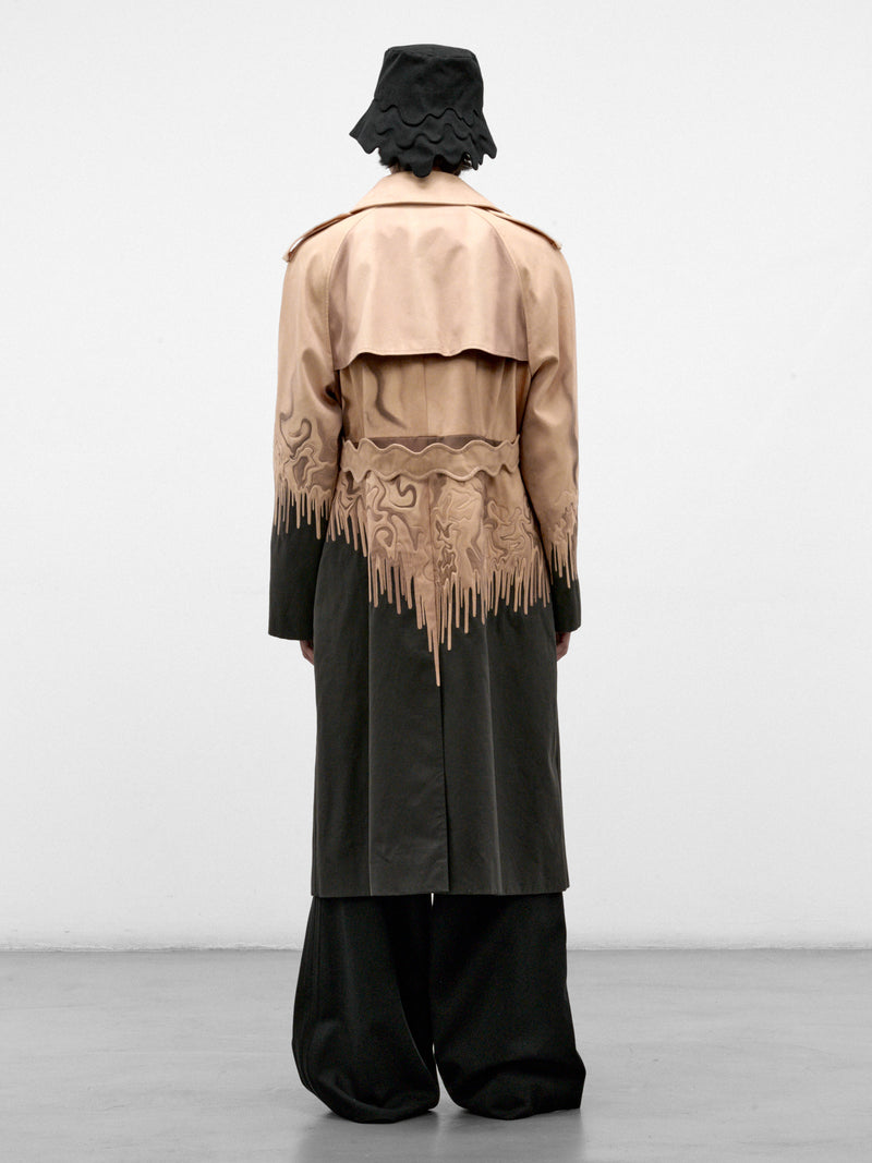 Beige Surreal Print Trench Coat (S70IMP0126-BEIGE)