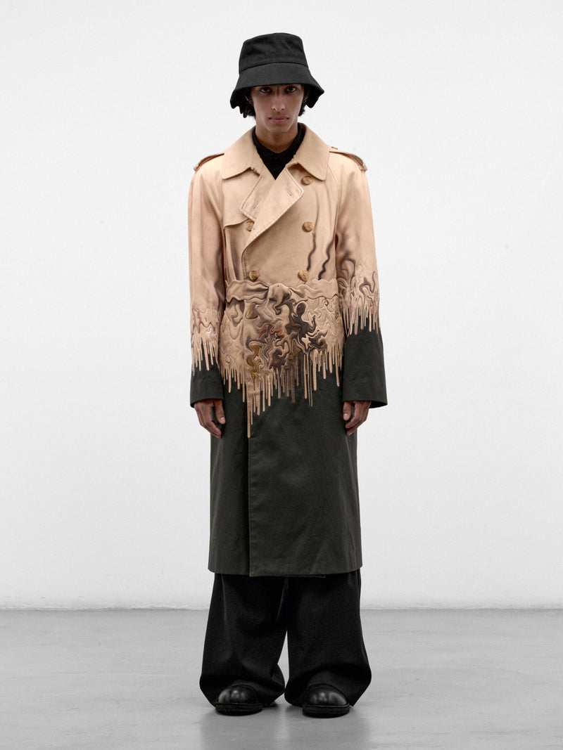 Beige Surreal Print Trench Coat (S70IMP0126-BEIGE)