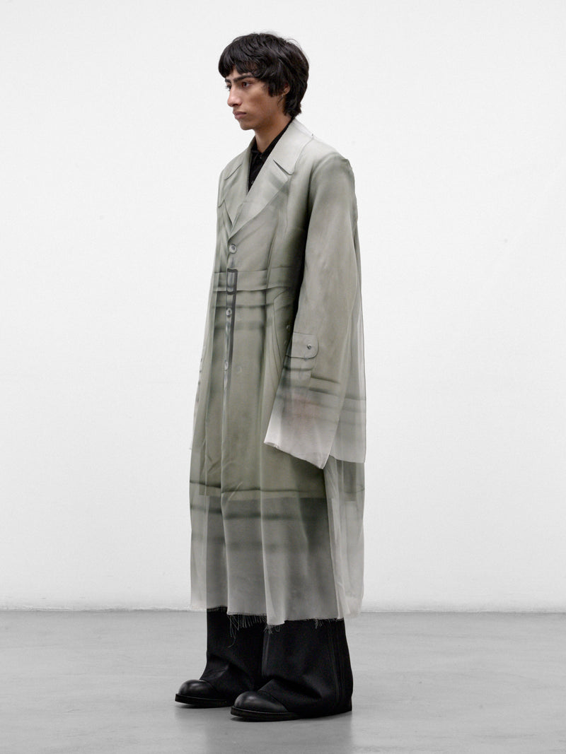 Gray Silk Layered Trench Coat (S70IMP0326-GRAY)