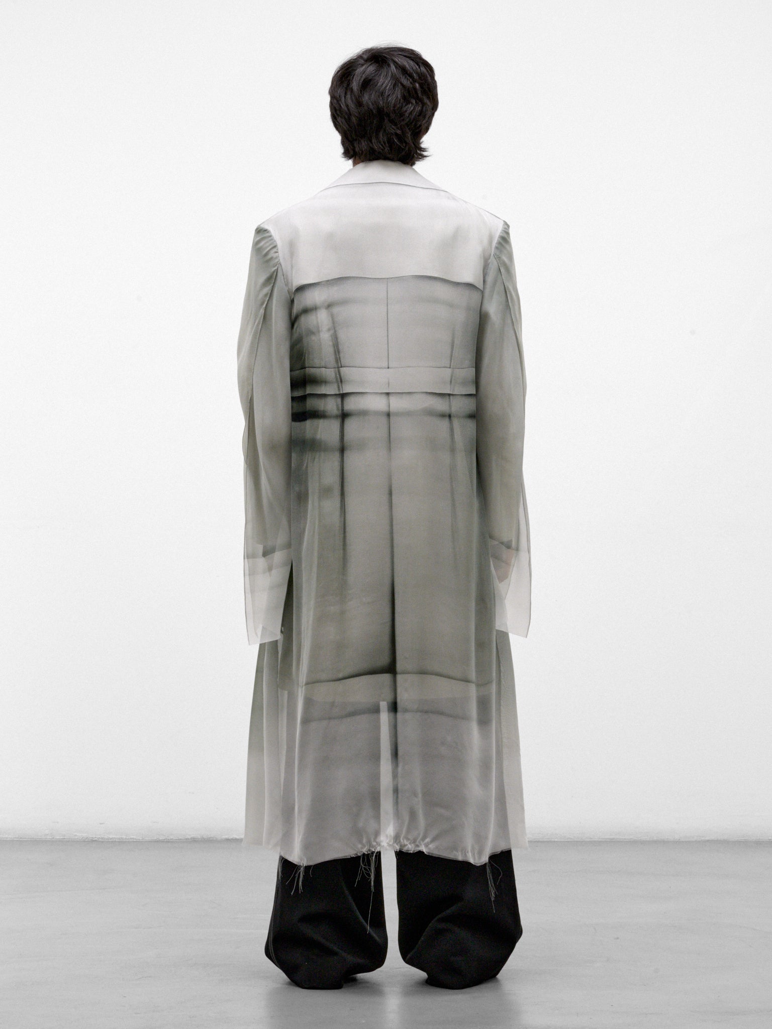 Gray Silk Layered Trench Coat (S70IMP0326-GRAY)