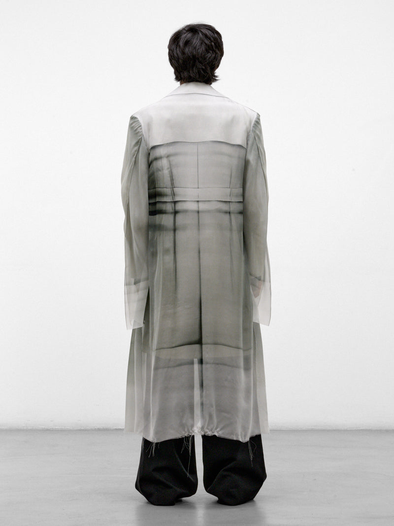 Gray Silk Layered Trench Coat (S70IMP0326-GRAY)