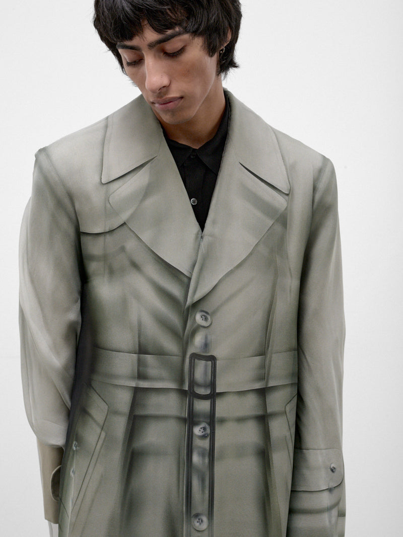 Gray Silk Layered Trench Coat (S70IMP0326-GRAY)
