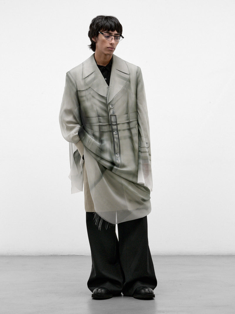 Gray Silk Layered Trench Coat (S70IMP0326-GRAY)