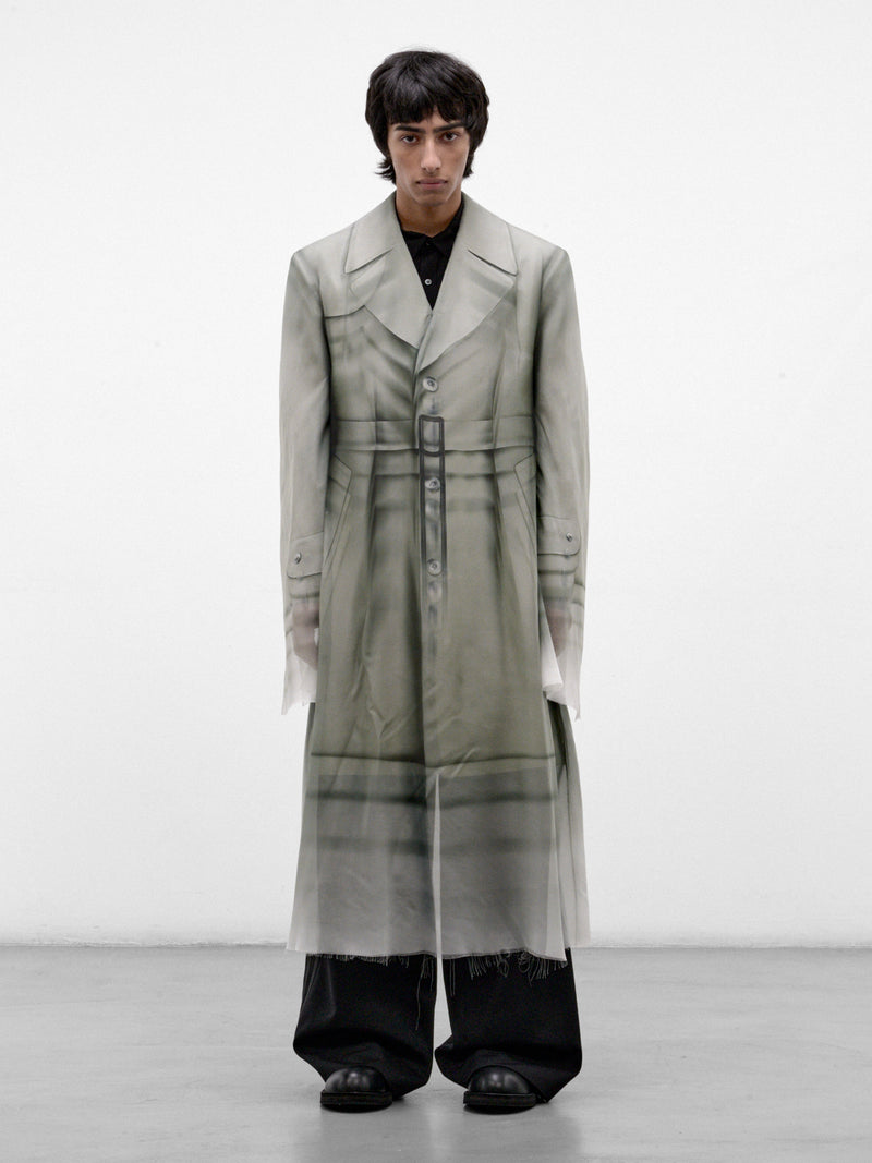 Gray Silk Layered Trench Coat (S70IMP0326-GRAY)