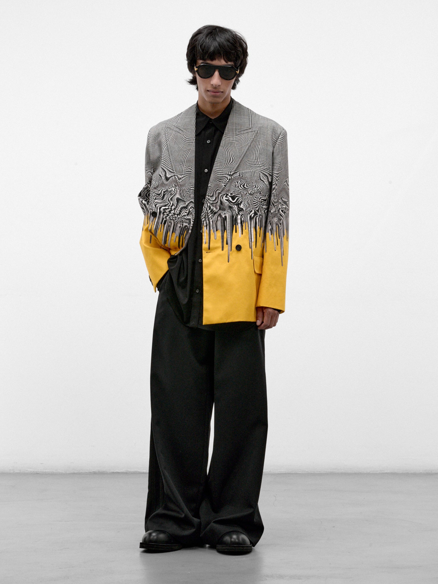 Gray Cotton Surreal Glencheck Blazer (S70VS0126-YELLOW)