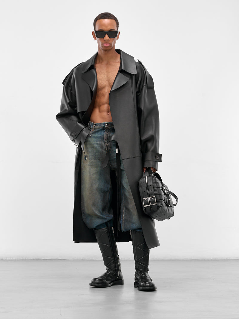 Black Sheep Leather Trench Coat (S71AA0469-SY1345-BLACK)