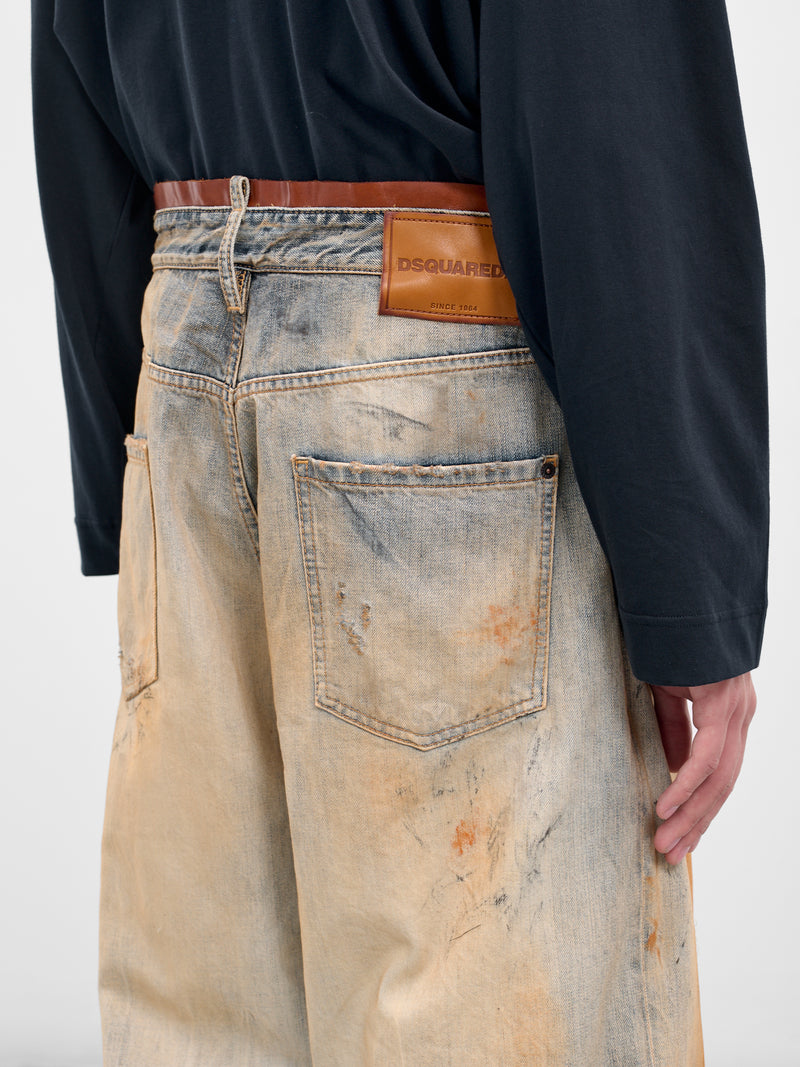 Distressed Dirty Baggy Denim Jeans (S71LB1660-D30011-470-DENIM)