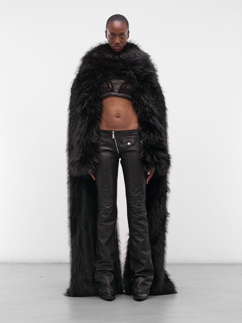 Black Drama Draped Fur Top (S72AM1111-D35384-BLACK)