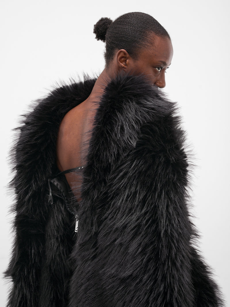 Black Drama Draped Fur Top (S72AM1111-D35384-BLACK)