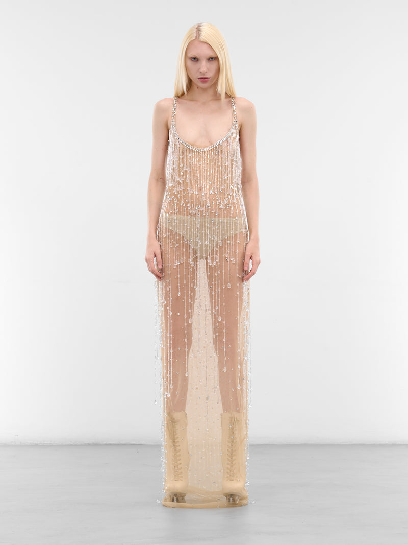 Beige Rhinestone Beaded Long Dress (S72CV0699-D35157-961-BEIGE)