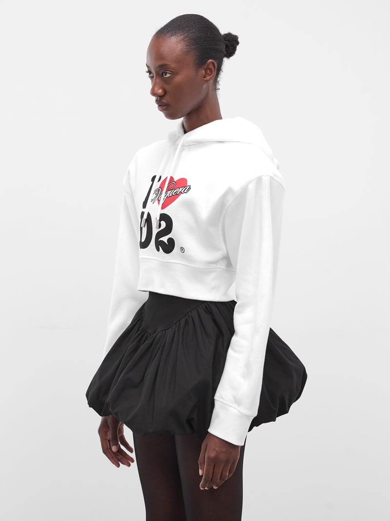 Vaquera Oversized Crop Graphic Hoodie (S72GU0501-S25516-WHITE)