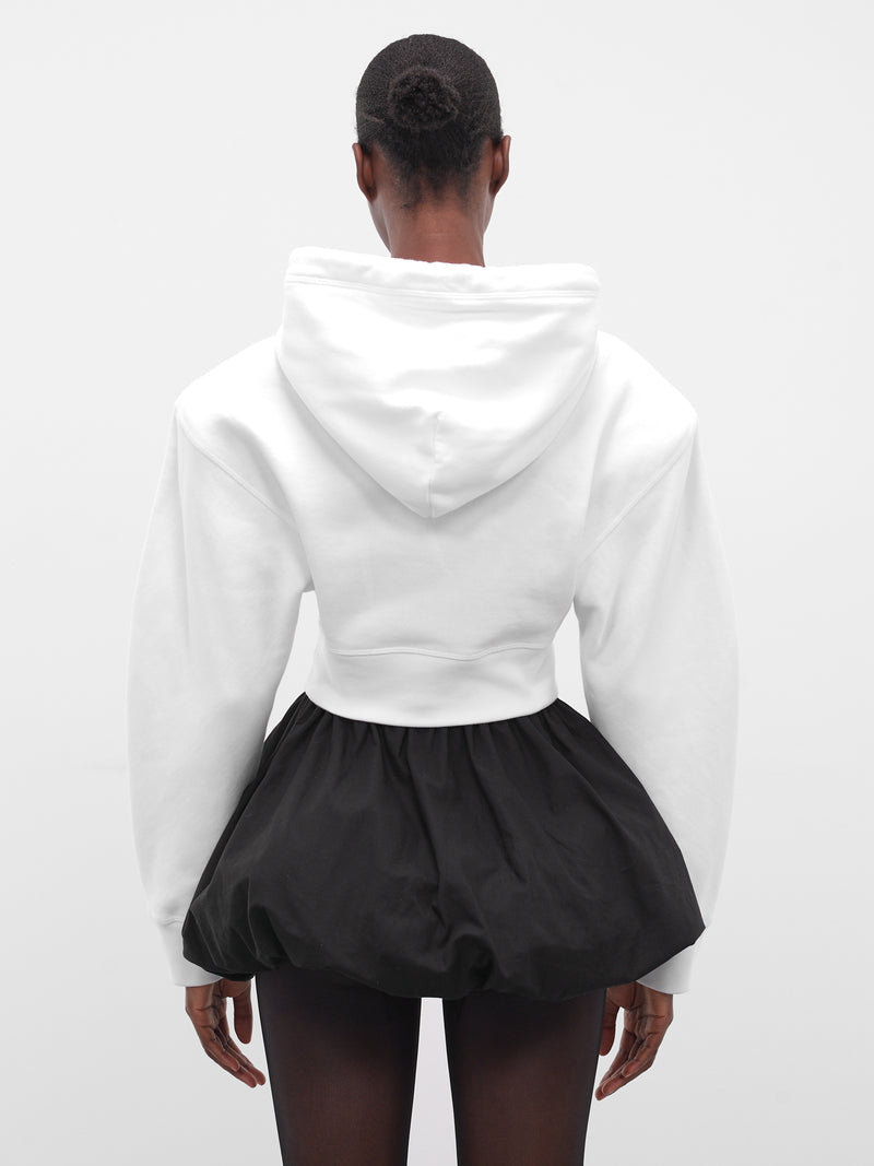 Vaquera Oversized Crop Graphic Hoodie (S72GU0501-S25516-WHITE)