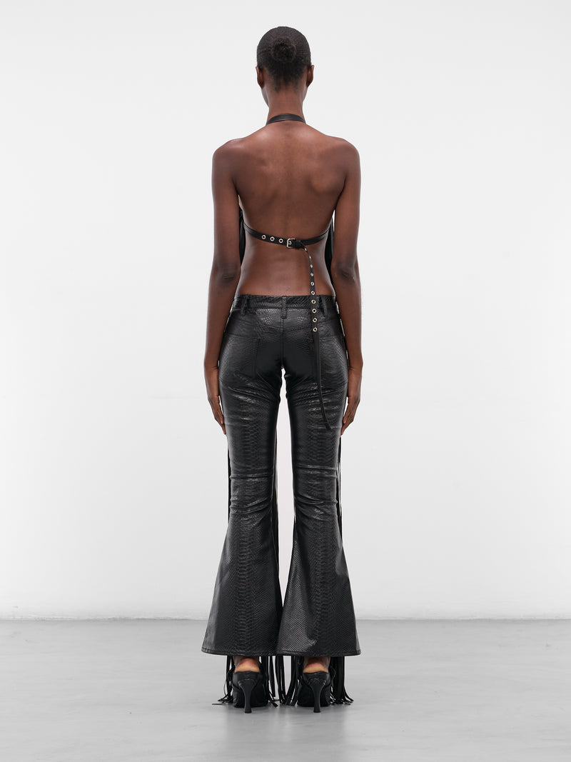 Vaquera Black Leather Fringe Top (S72NC1179-SX9749-BLACK)