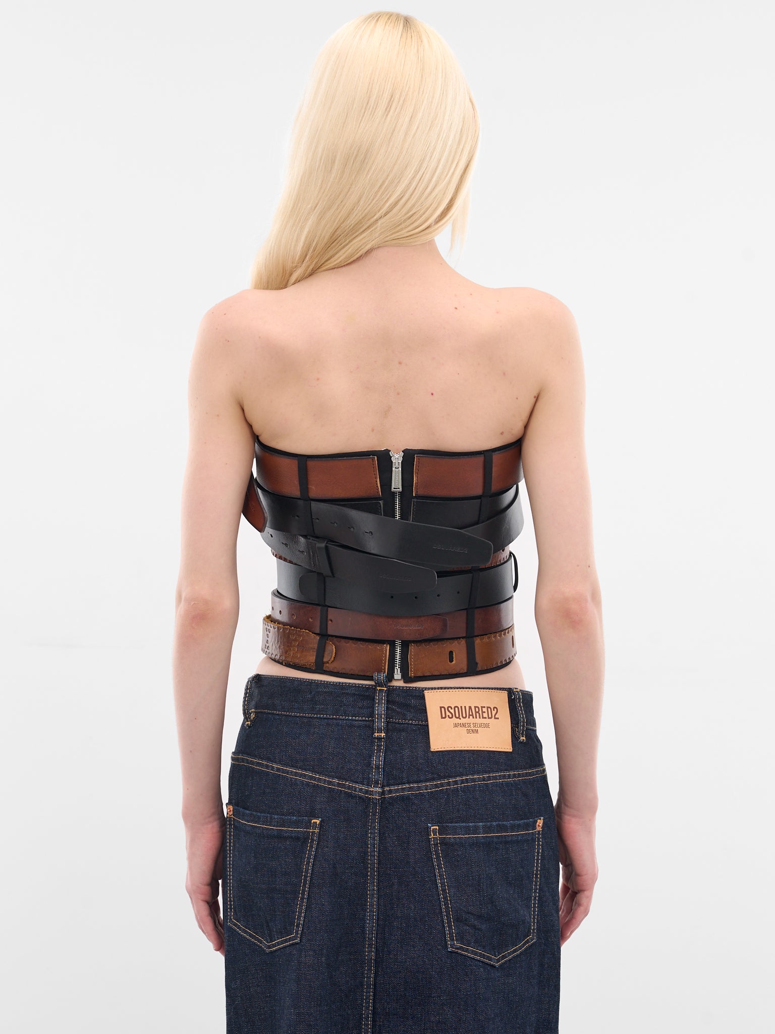 Multi Belt Cropped Corset Top (S73NC0610-DTN027-961-BROWN-BLA)