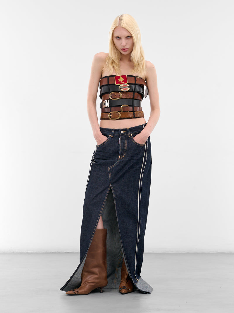 Blue Denim Deconstructed Maxi Skirt (S75MA1005-S30833-470-BLUE)