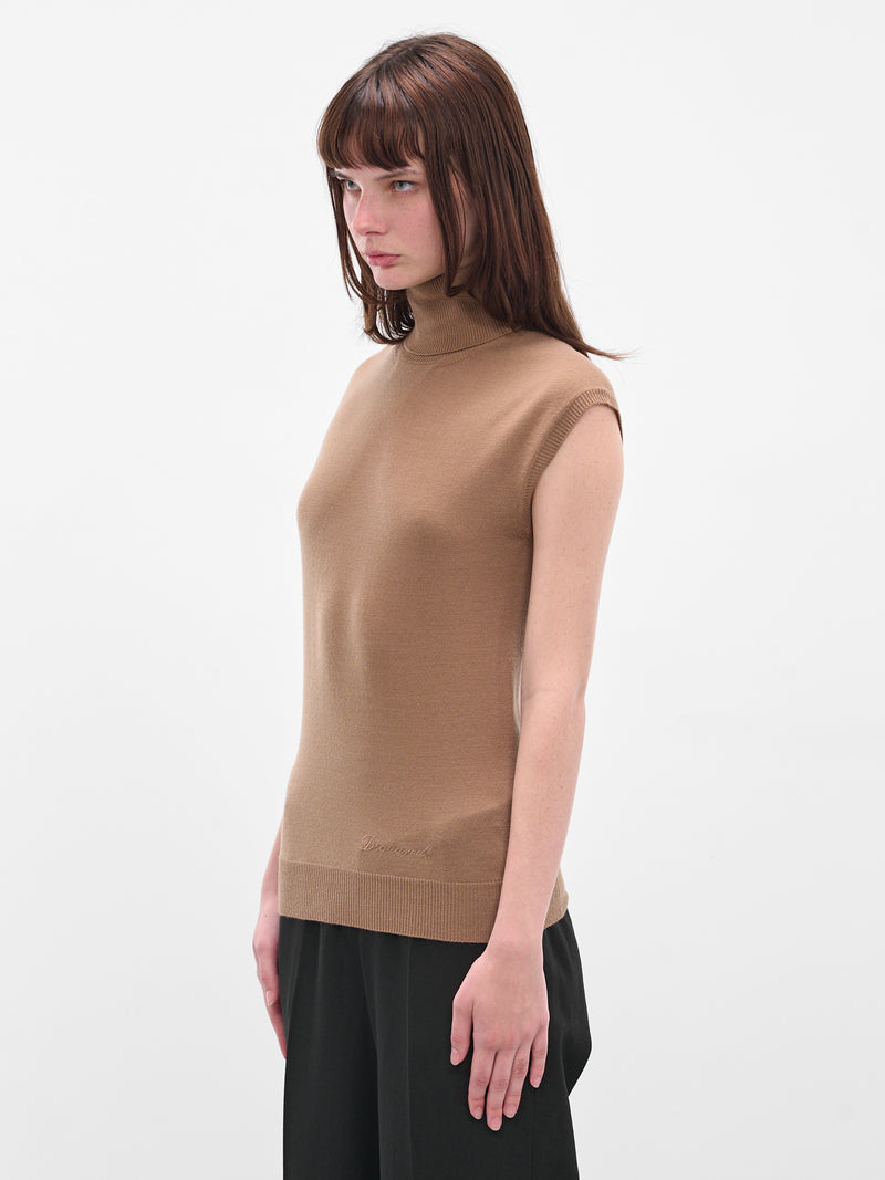 Brown Wool Knit Turtleneck Top (S75HA1376-D13141-122-BROWN)