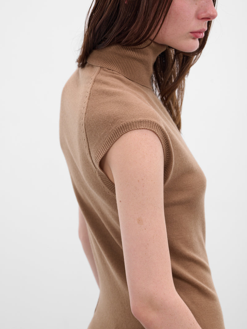 Brown Wool Knit Turtleneck Top (S75HA1376-D13141-122-BROWN)