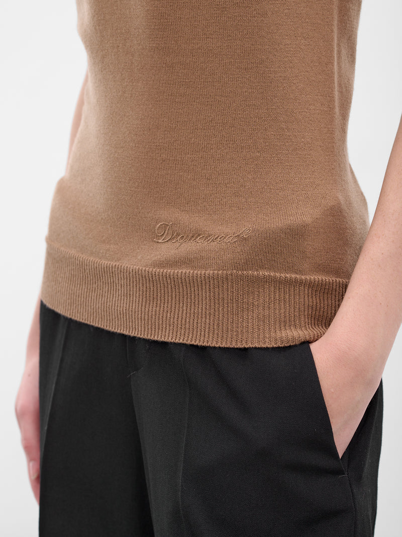 Brown Wool Knit Turtleneck Top (S75HA1376-D13141-122-BROWN)