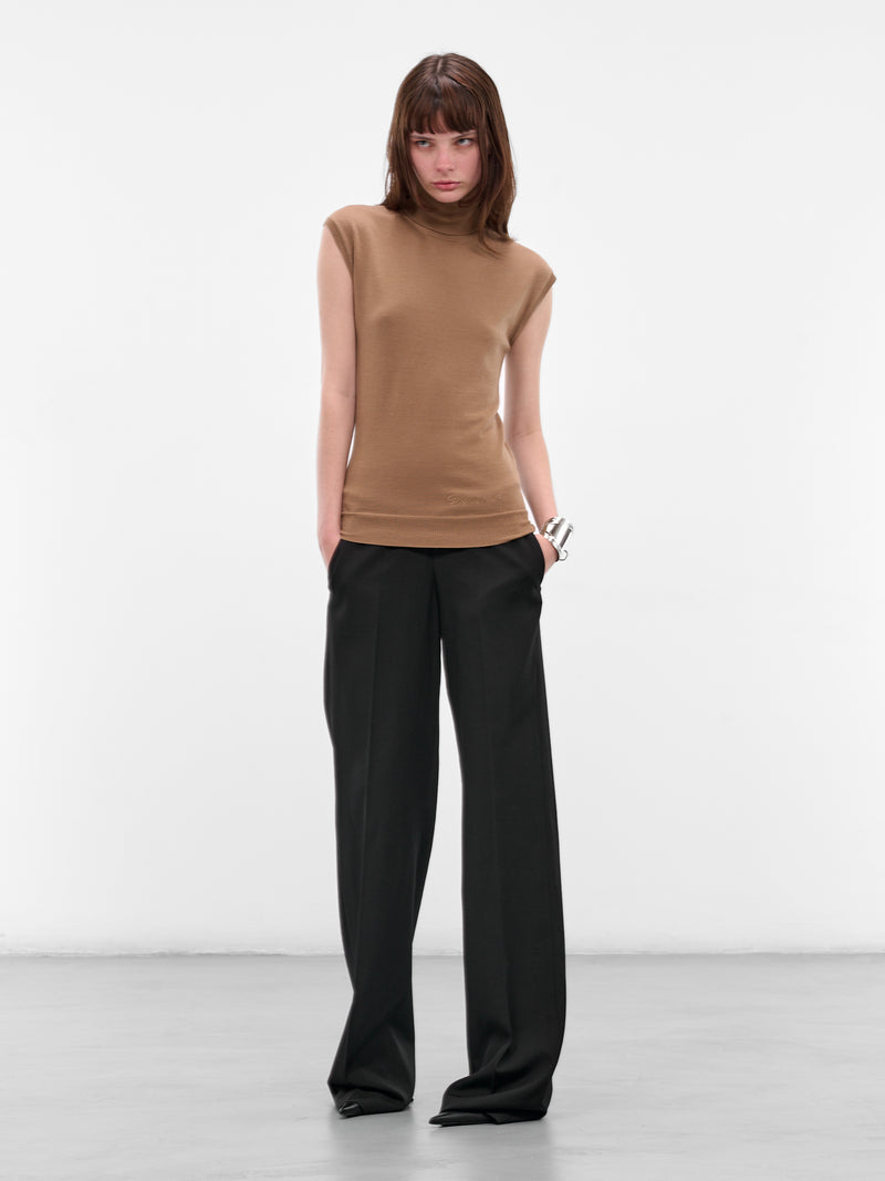 Brown Wool Knit Turtleneck Top (S75HA1376-D13141-122-BROWN)