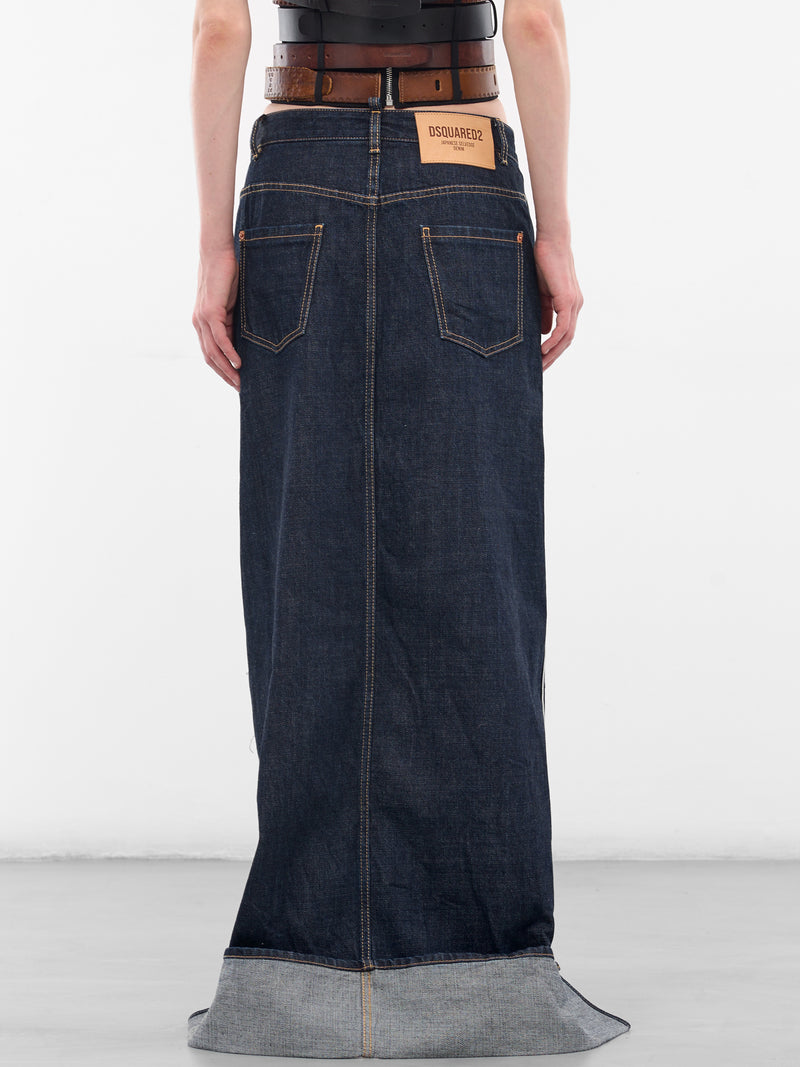 Blue Denim Deconstructed Maxi Skirt (S75MA1005-S30833-470-BLUE)