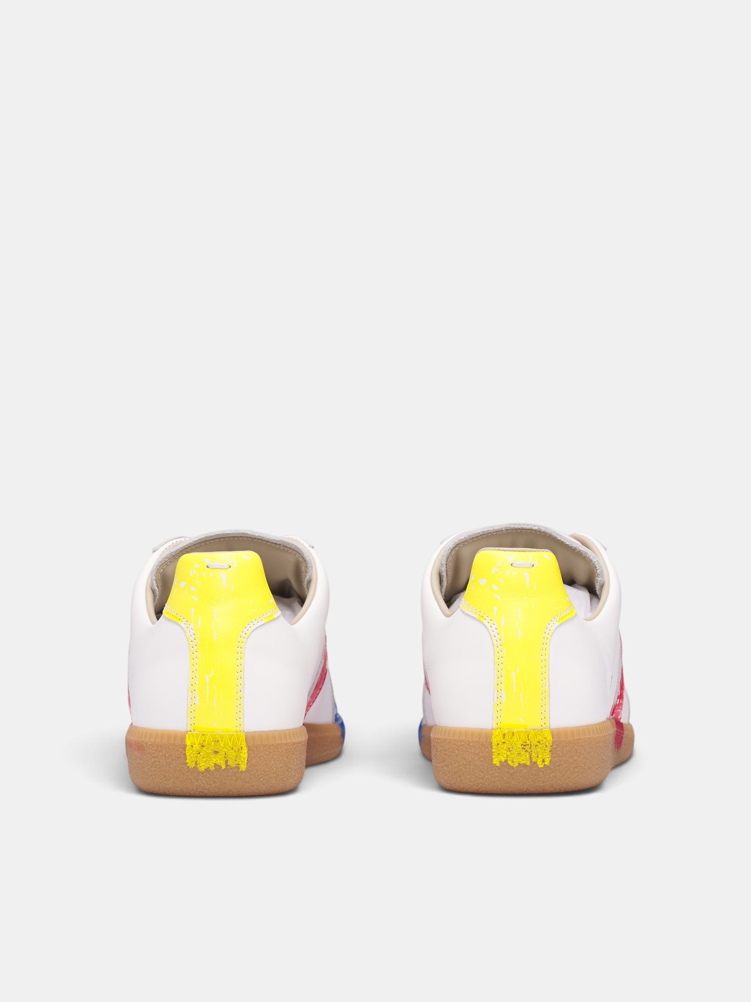 White Leather Painted Replica Sneakers (S97WS0108-P7858-WHITE-MULTI)