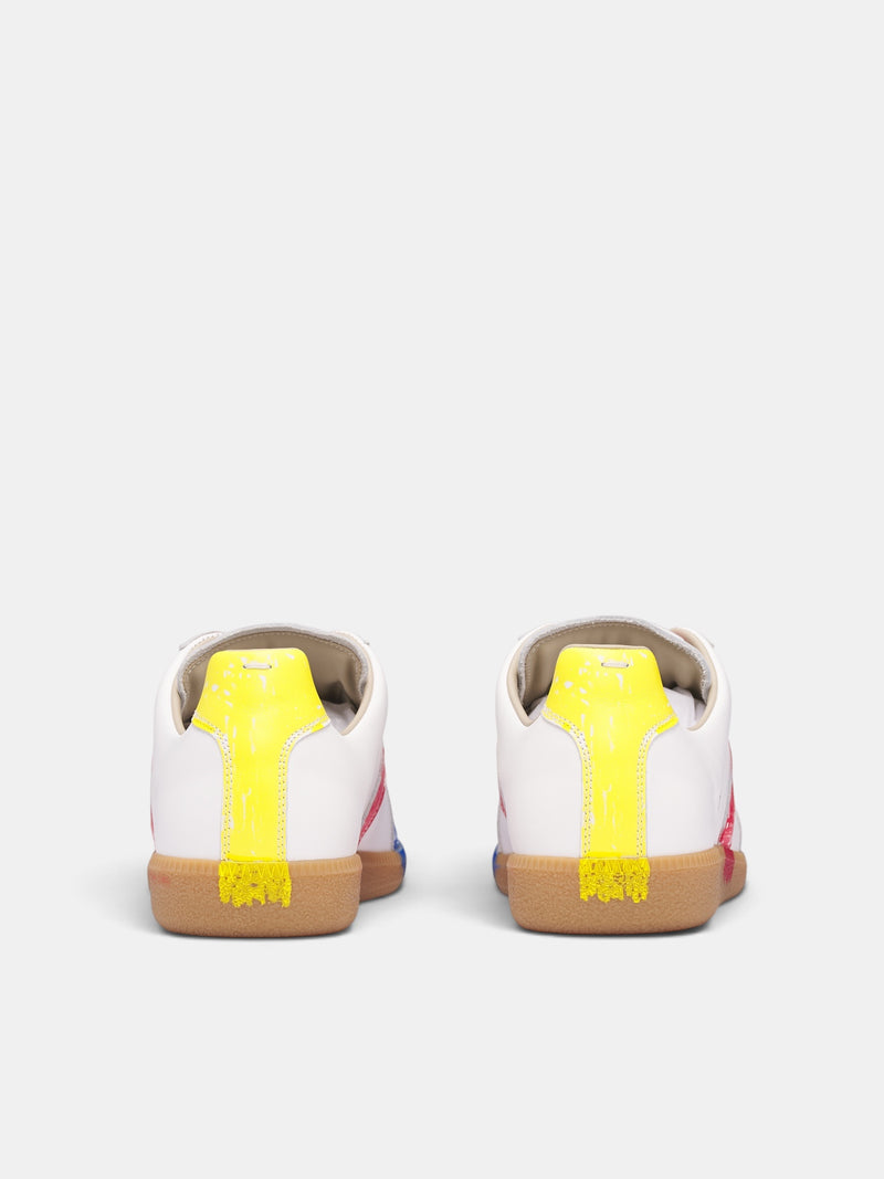 White Leather Painted Replica Sneakers (S97WS0108-P7858-WHITE-MULTI)