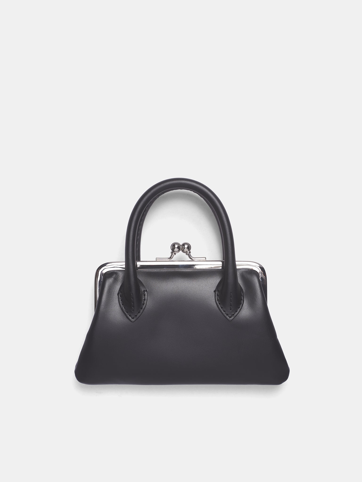 Black Leather Kiss-Clasp Wallet (SA0301CH-BLACK)