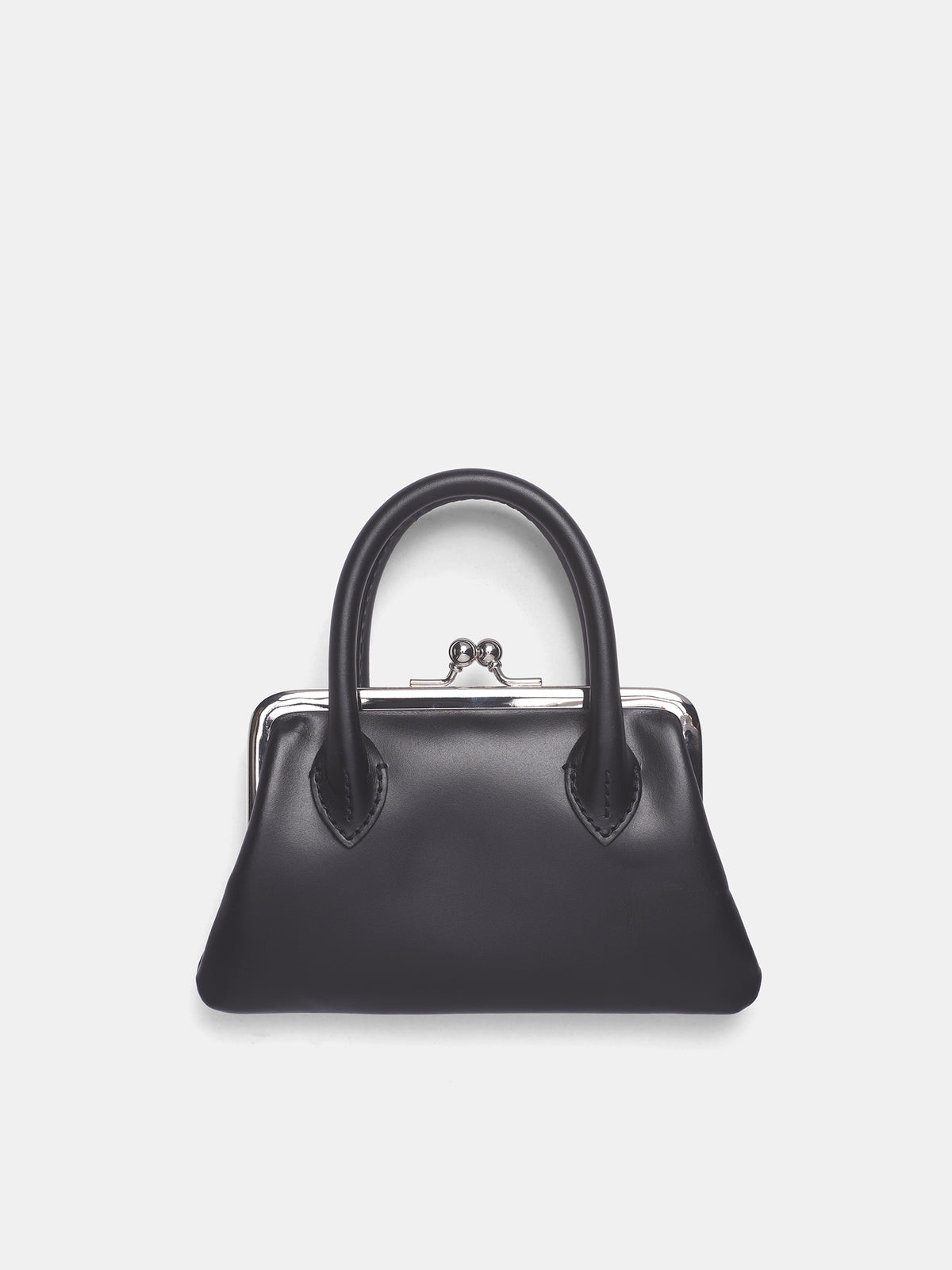 Black Leather Kiss-Clasp Wallet (SA0301CH-BLACK)