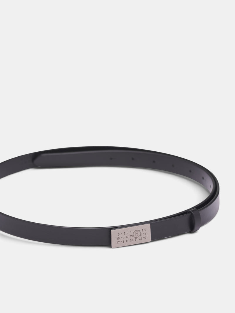 Black Leather Logo Buckle Belt (SA5TP0011-P9441-BLACK)