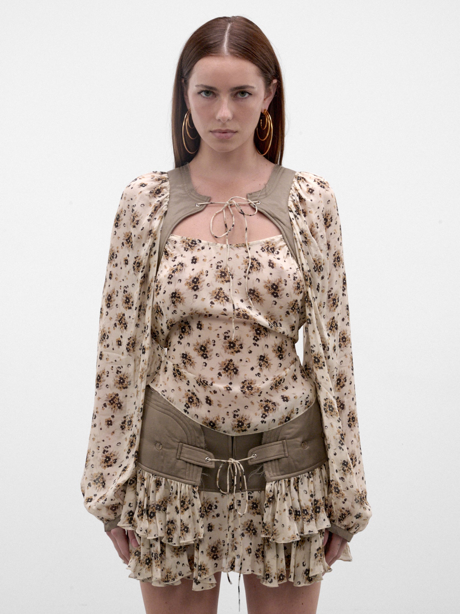 Beige Floral Viscose Blouse (SABB0FLO-SABLE-FLORAL)