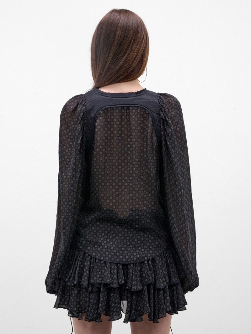 Navy Printed Viscose Blouse (SABB0SCA-SABLE-SCARF)