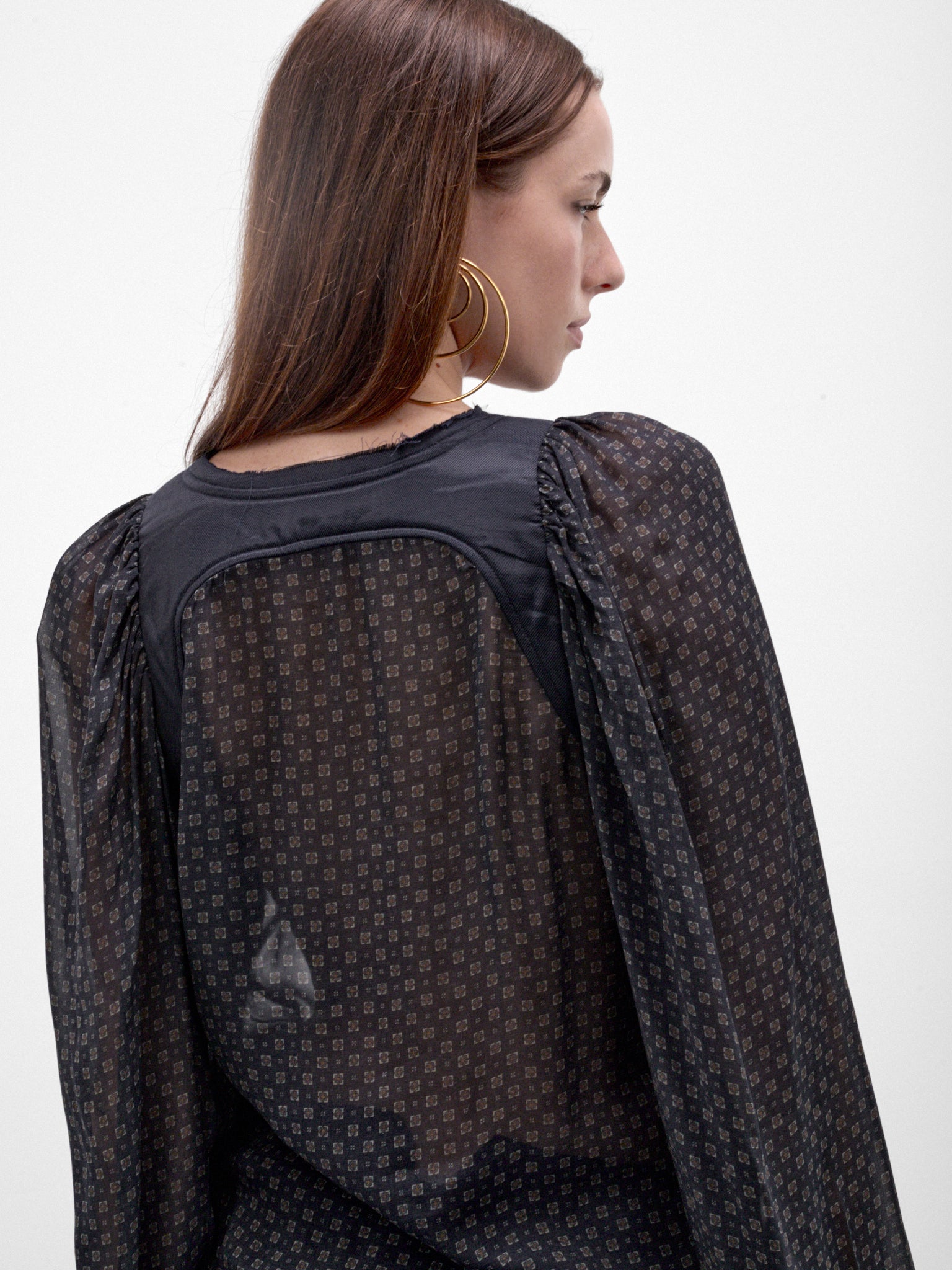 Navy Printed Viscose Blouse (SABB0SCA-SABLE-SCARF)