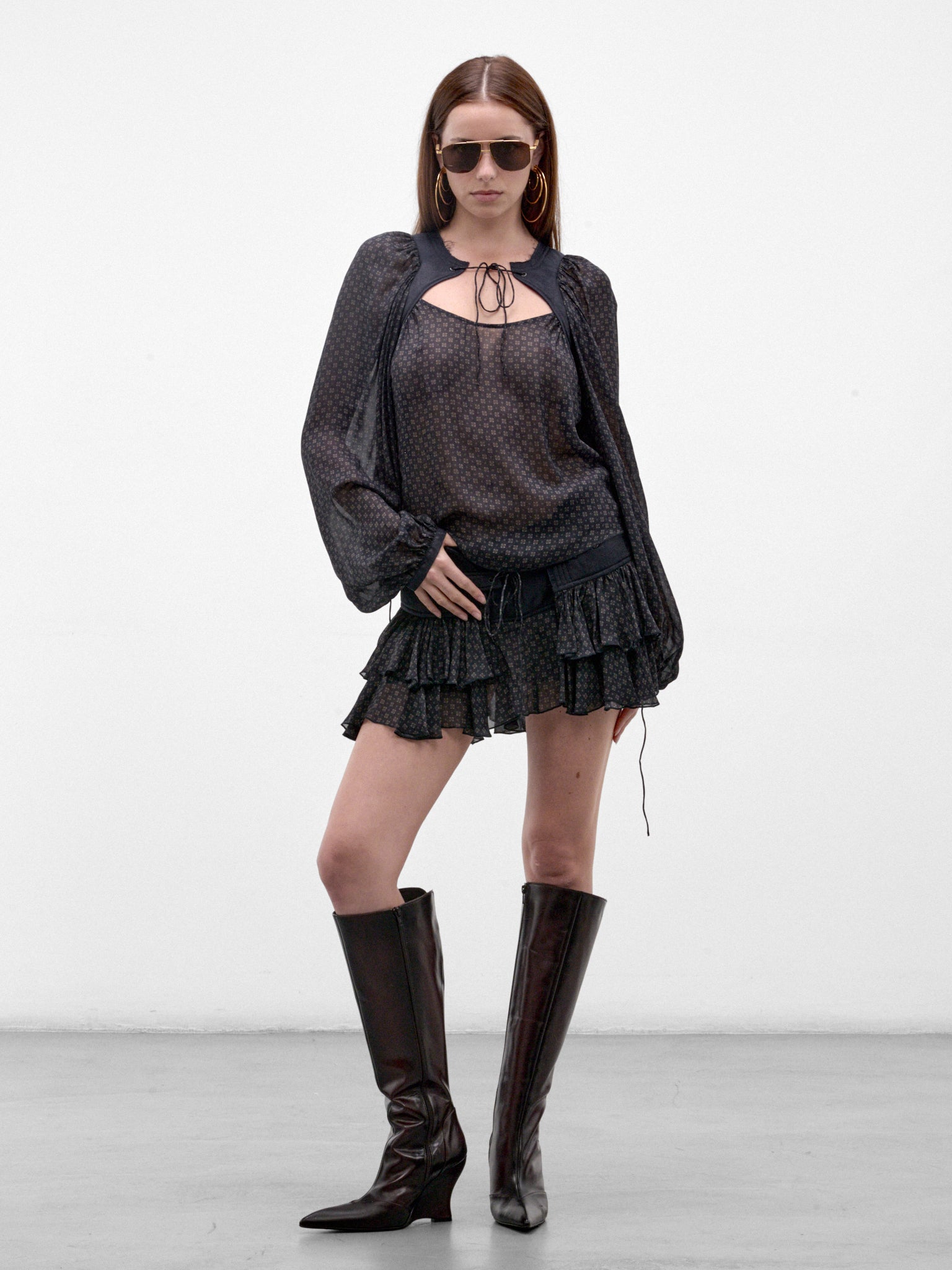 Navy Printed Viscose Blouse (SABB0SCA-SABLE-SCARF)