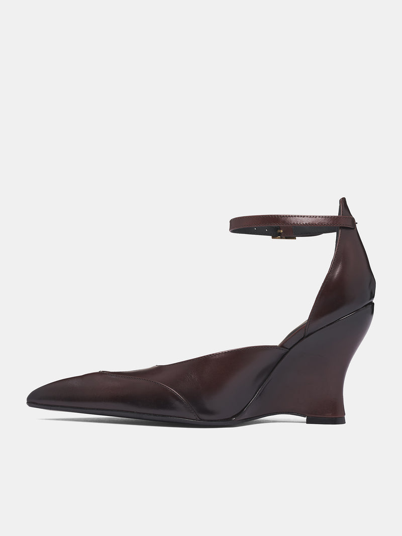 Brown Sabaton Leather Wedge Mules (SABMU0ES-ESPRESSO)