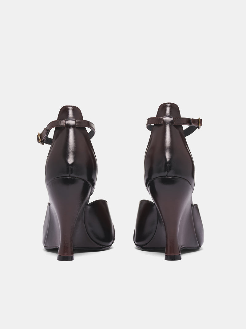 Brown Sabaton Leather Wedge Mules (SABMU0ES-ESPRESSO)