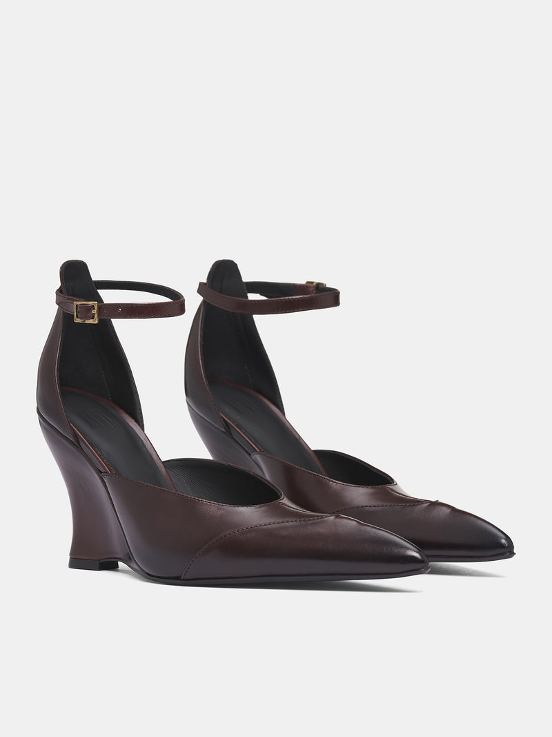 Brown Sabaton Leather Wedge Mules (SABMU0ES-ESPRESSO)