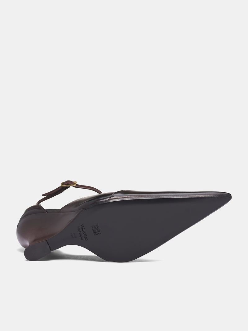 Brown Sabaton Leather Wedge Mules (SABMU0ES-ESPRESSO)
