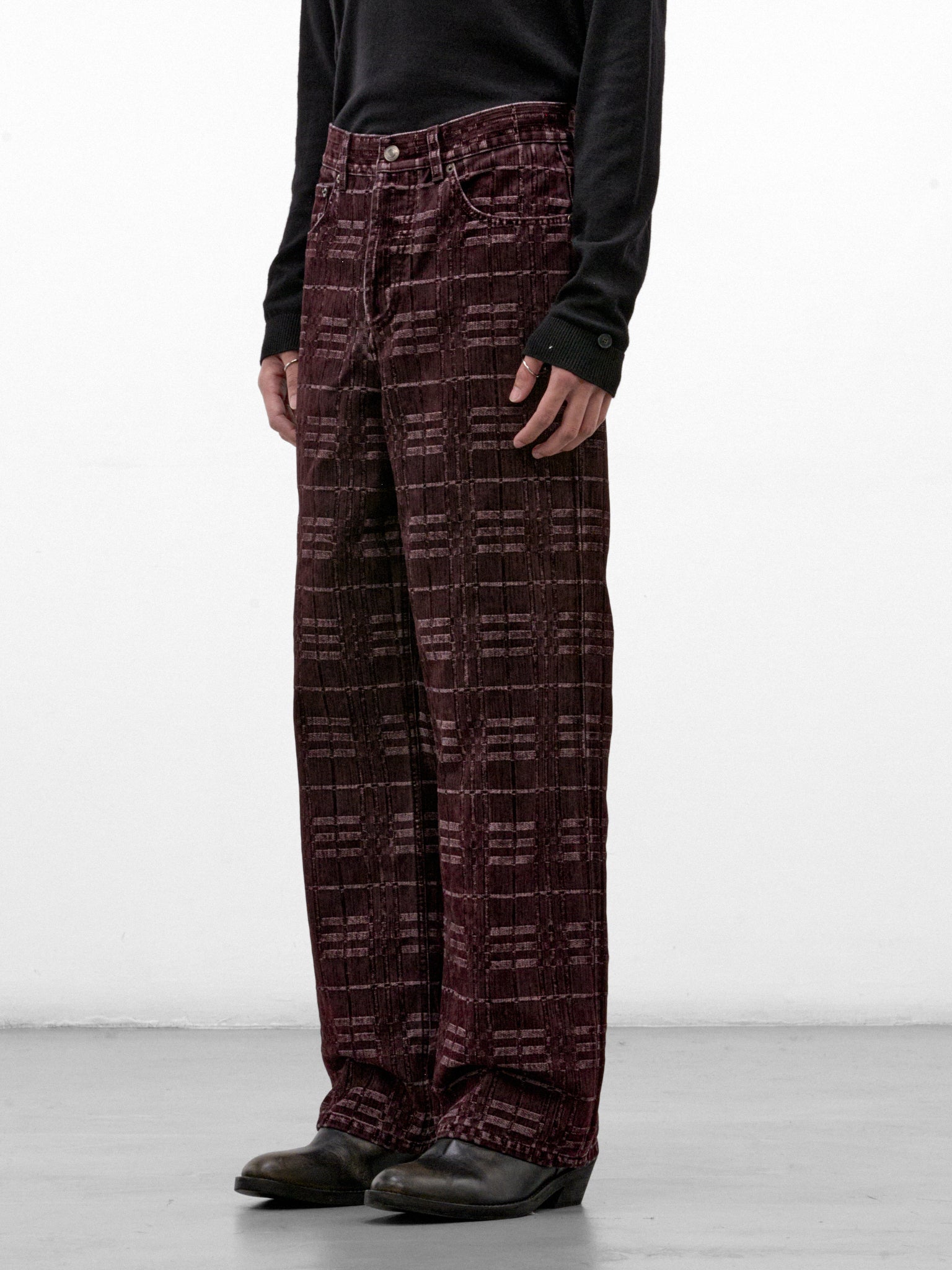 Plum Checked Saddleworth Jeans (SADDLEWORTH-C6541-PLUM-PURPLE)