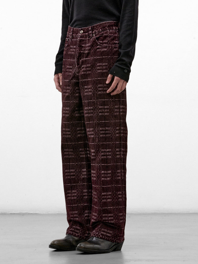 Plum Checked Saddleworth Jeans (SADDLEWORTH-C6541-PLUM-PURPLE)