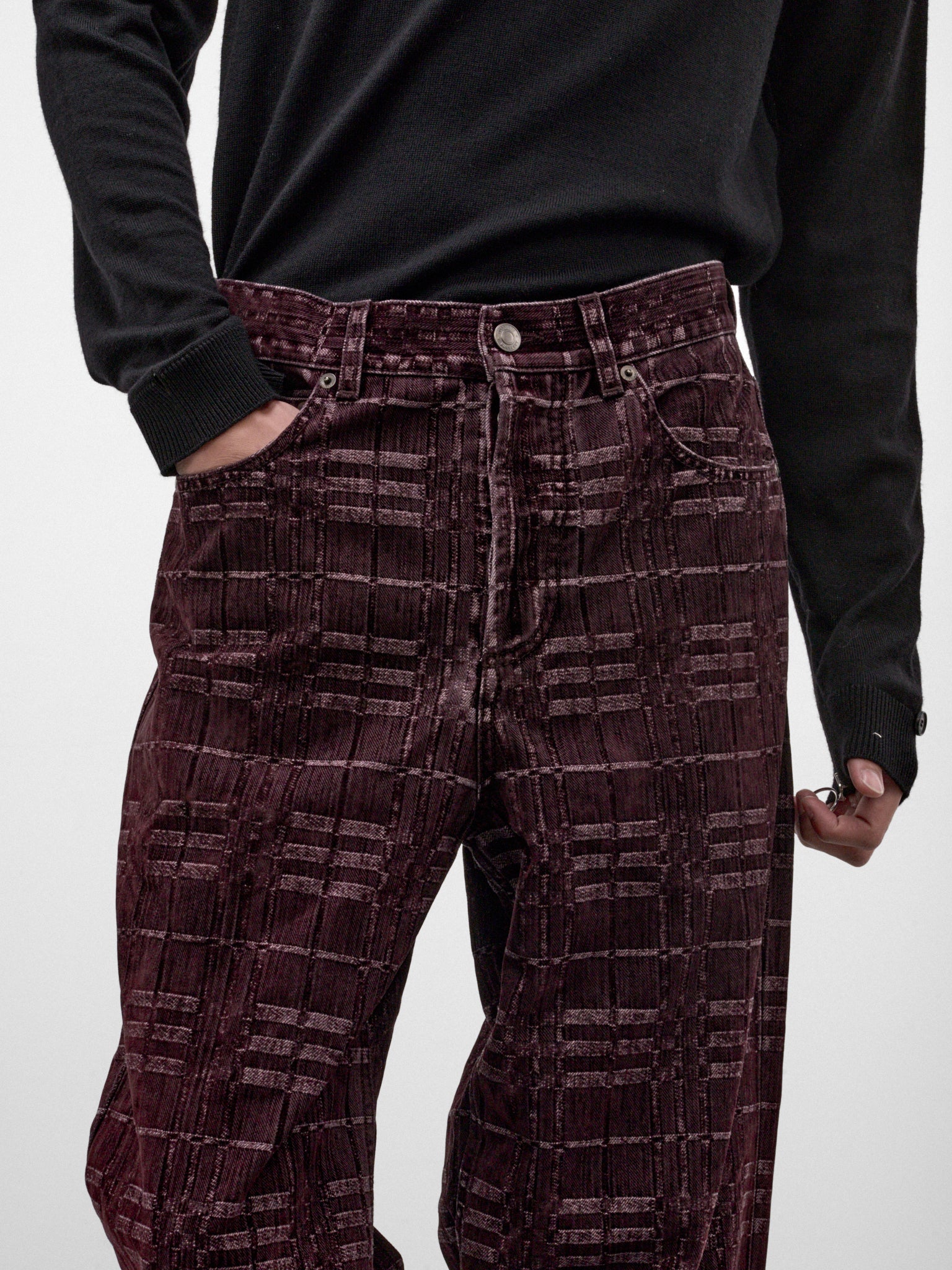 Plum Checked Saddleworth Jeans (SADDLEWORTH-C6541-PLUM-PURPLE)