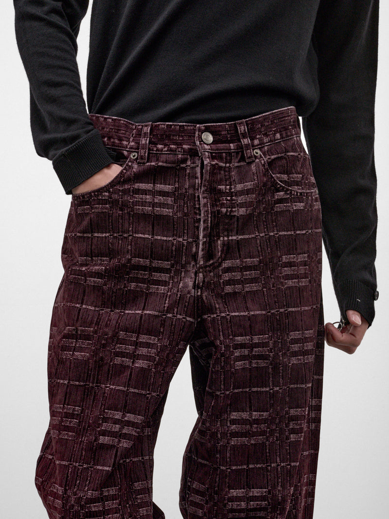 Plum Checked Saddleworth Jeans (SADDLEWORTH-C6541-PLUM-PURPLE)