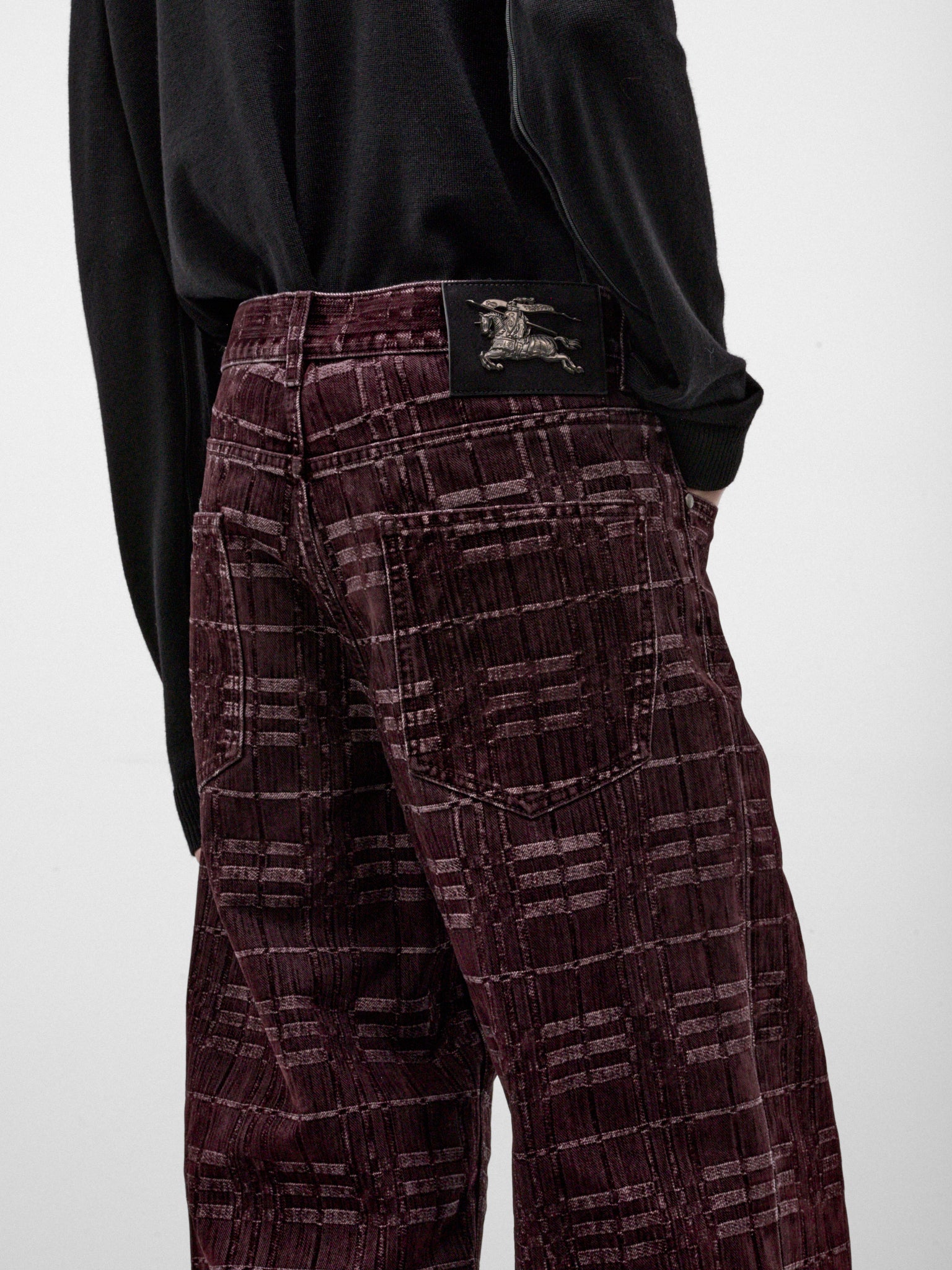 Plum Checked Saddleworth Jeans (SADDLEWORTH-C6541-PLUM-PURPLE)