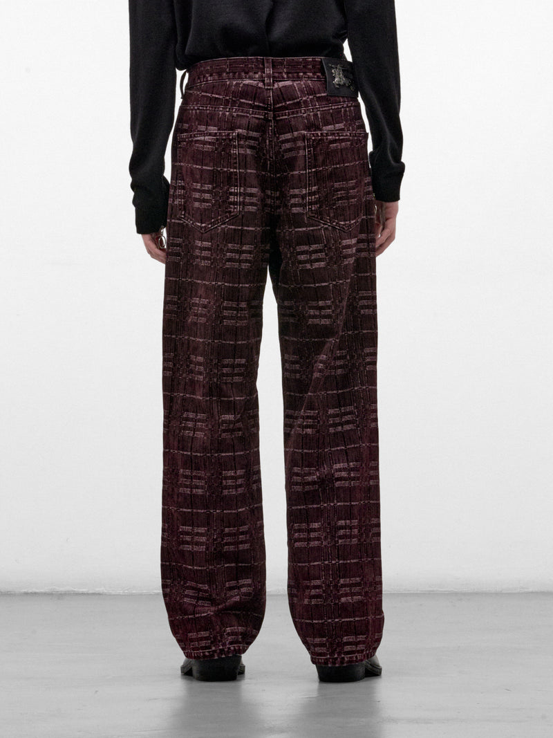 Plum Checked Saddleworth Jeans (SADDLEWORTH-C6541-PLUM-PURPLE)