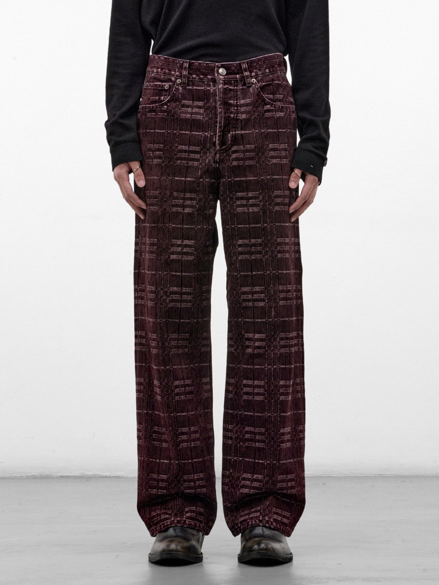 Plum Checked Saddleworth Jeans (SADDLEWORTH-C6541-PLUM-PURPLE)